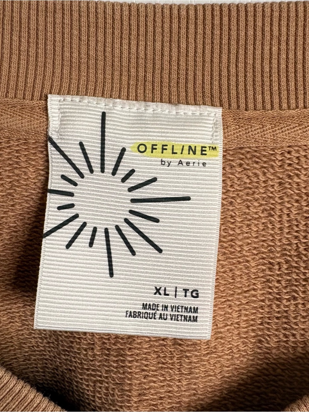OFFLINE by Aerie Women's Cropped Oversized V-Neck Sweatshirt XL Athleisure Sport - Picture 3 of 11